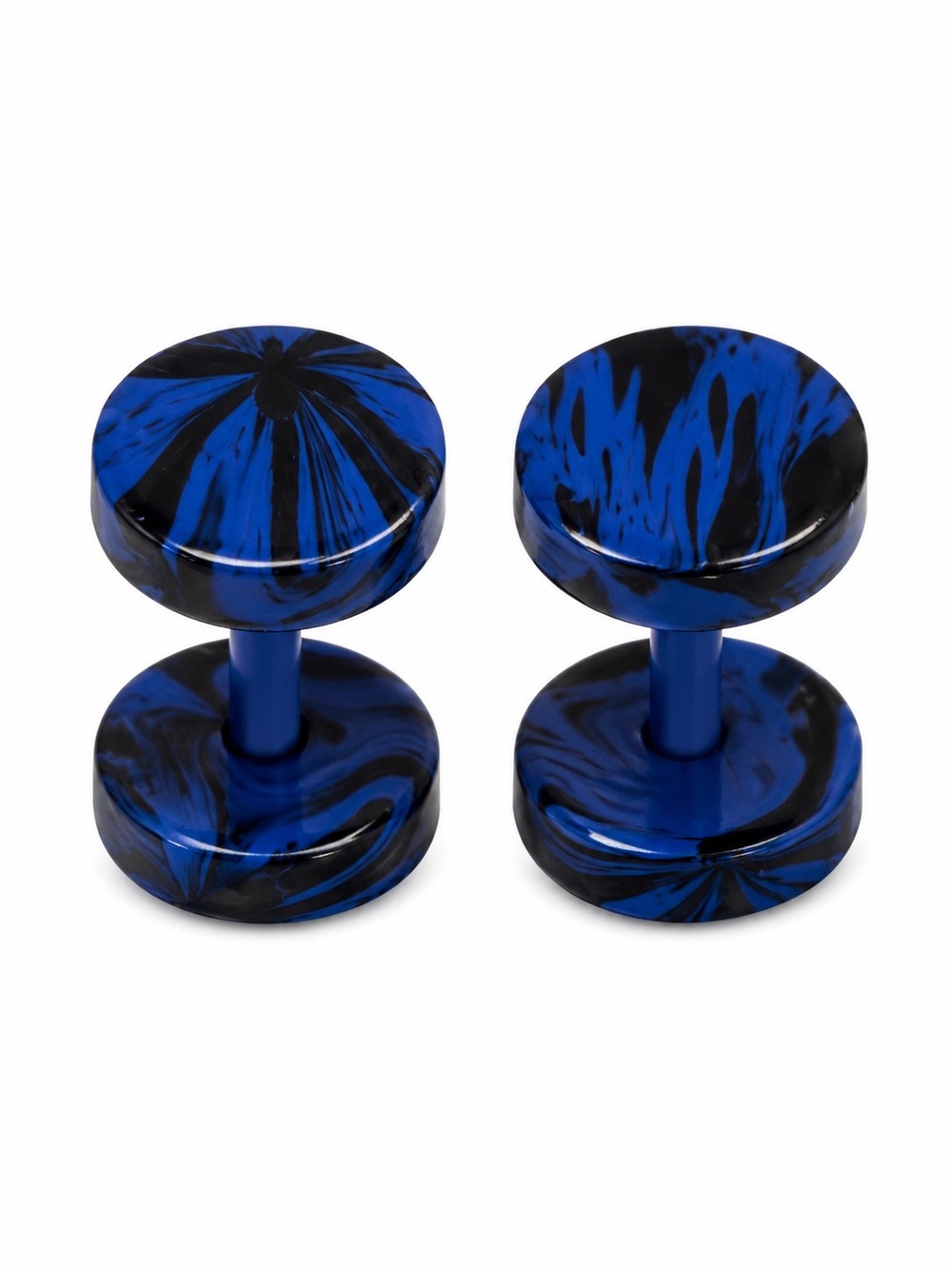 Blue Swirl Fake Plug Earrings 16G 10mm Faux Gauges